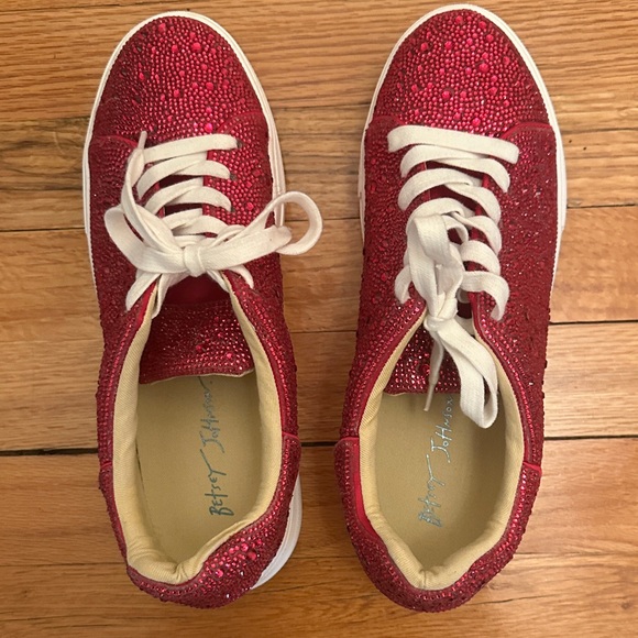 Betsey Johnson Sparkling Pink Sneakers Size 9 Worn once - Picture 8 of 8